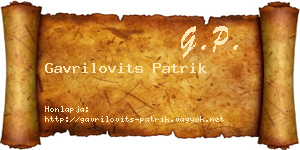 Gavrilovits Patrik névjegykártya